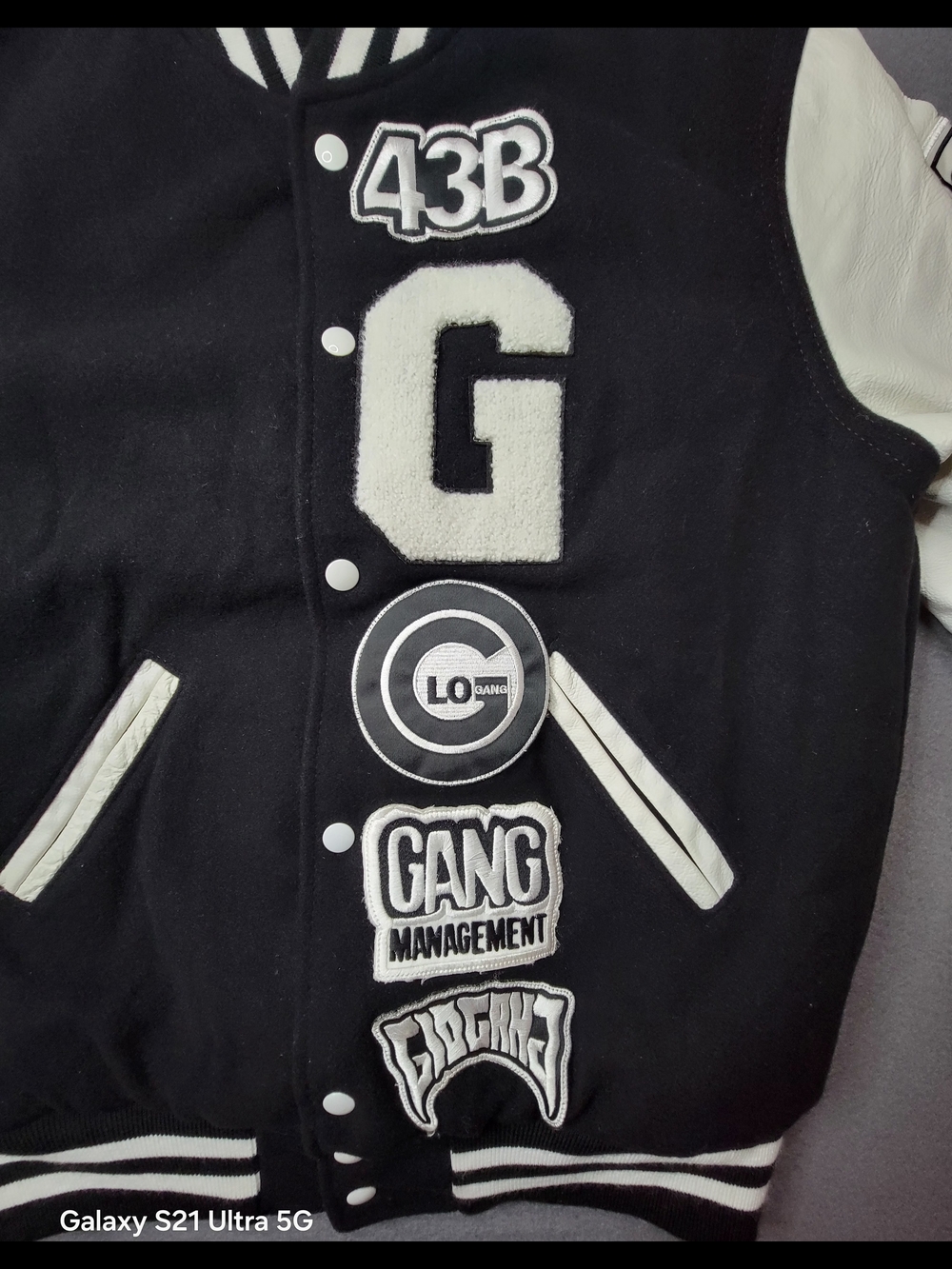 Holloway Black & White Varsity Letterman Jacket with G Patch - Picture 3 of 13